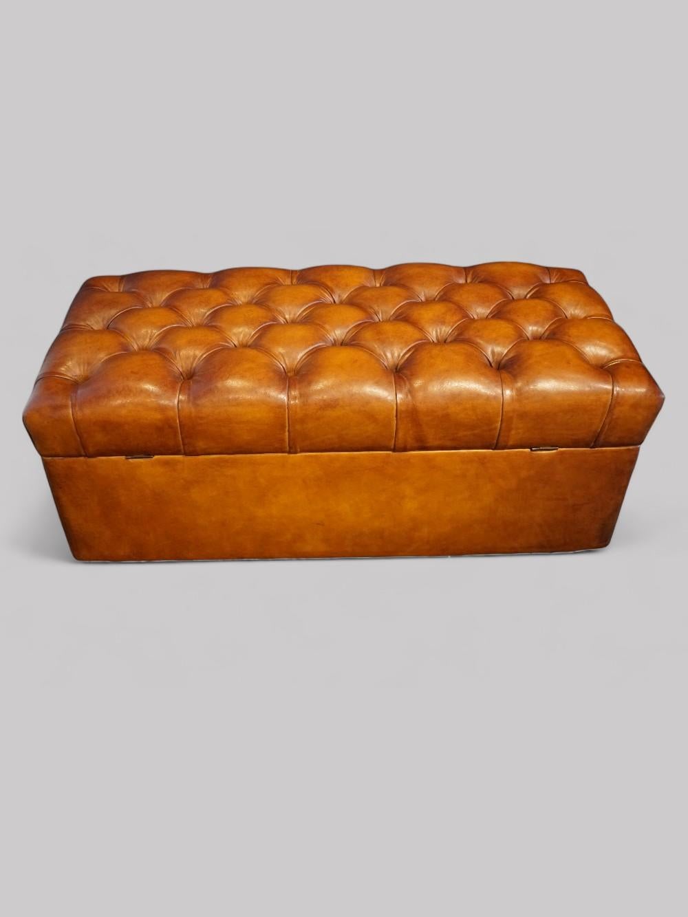 Late 19th Century Victorian leather Chesterfield ottoman chest