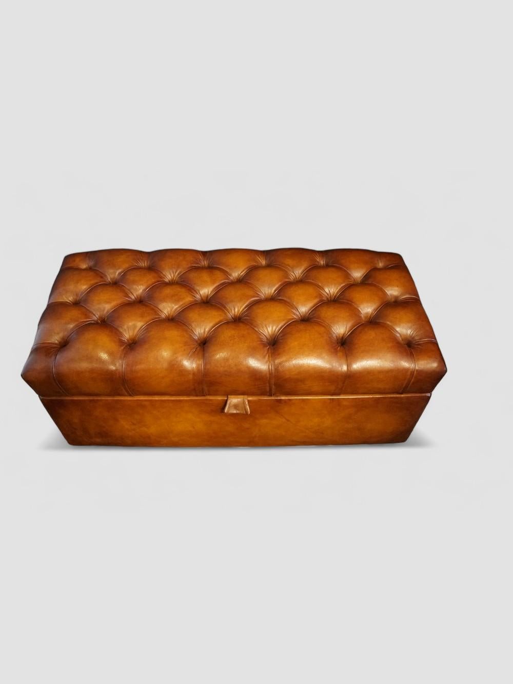 Leather Victorian leather Chesterfield ottoman chest