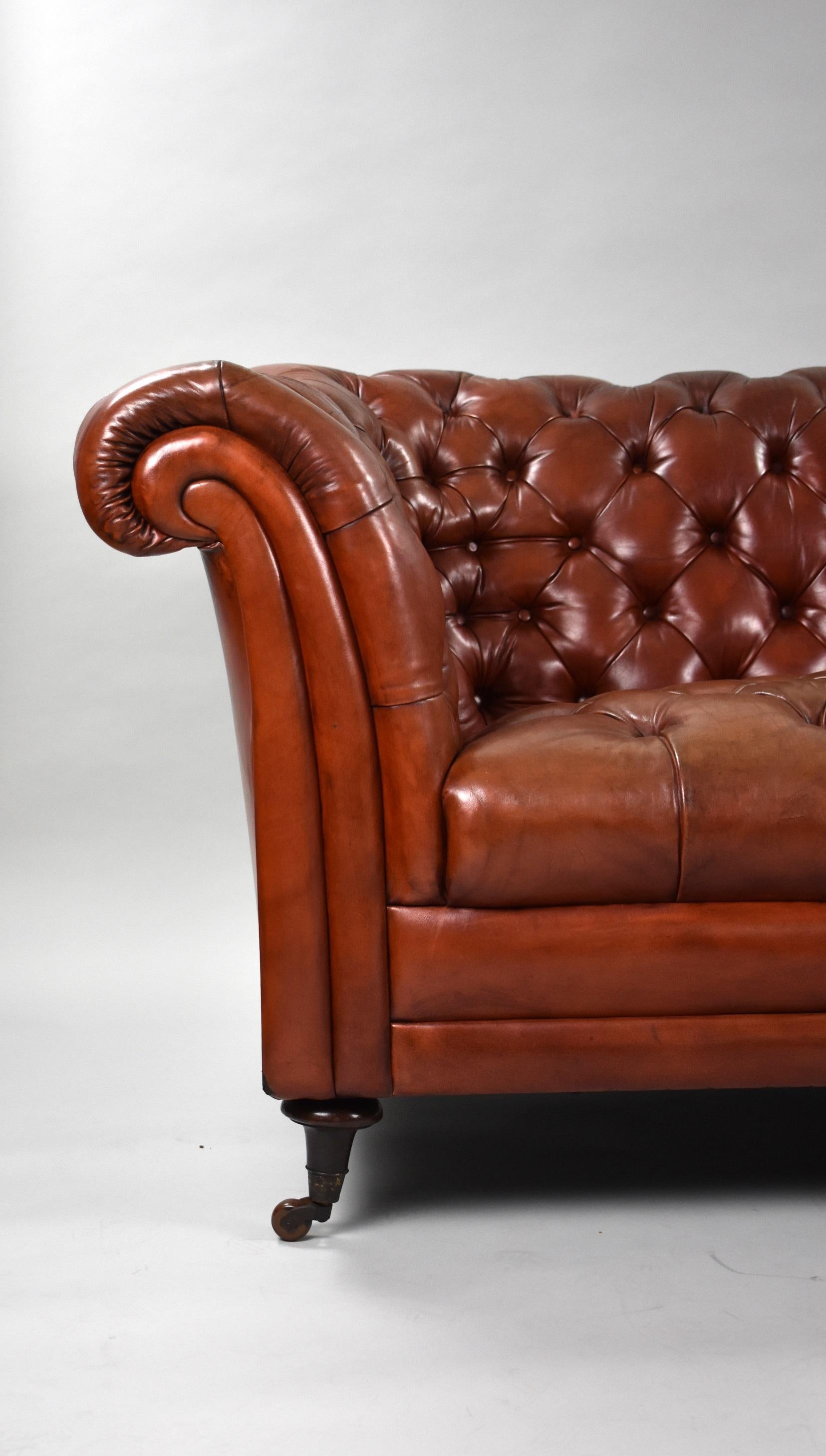 Late Victorian Victorian Style Leather Chesterfield Sofa