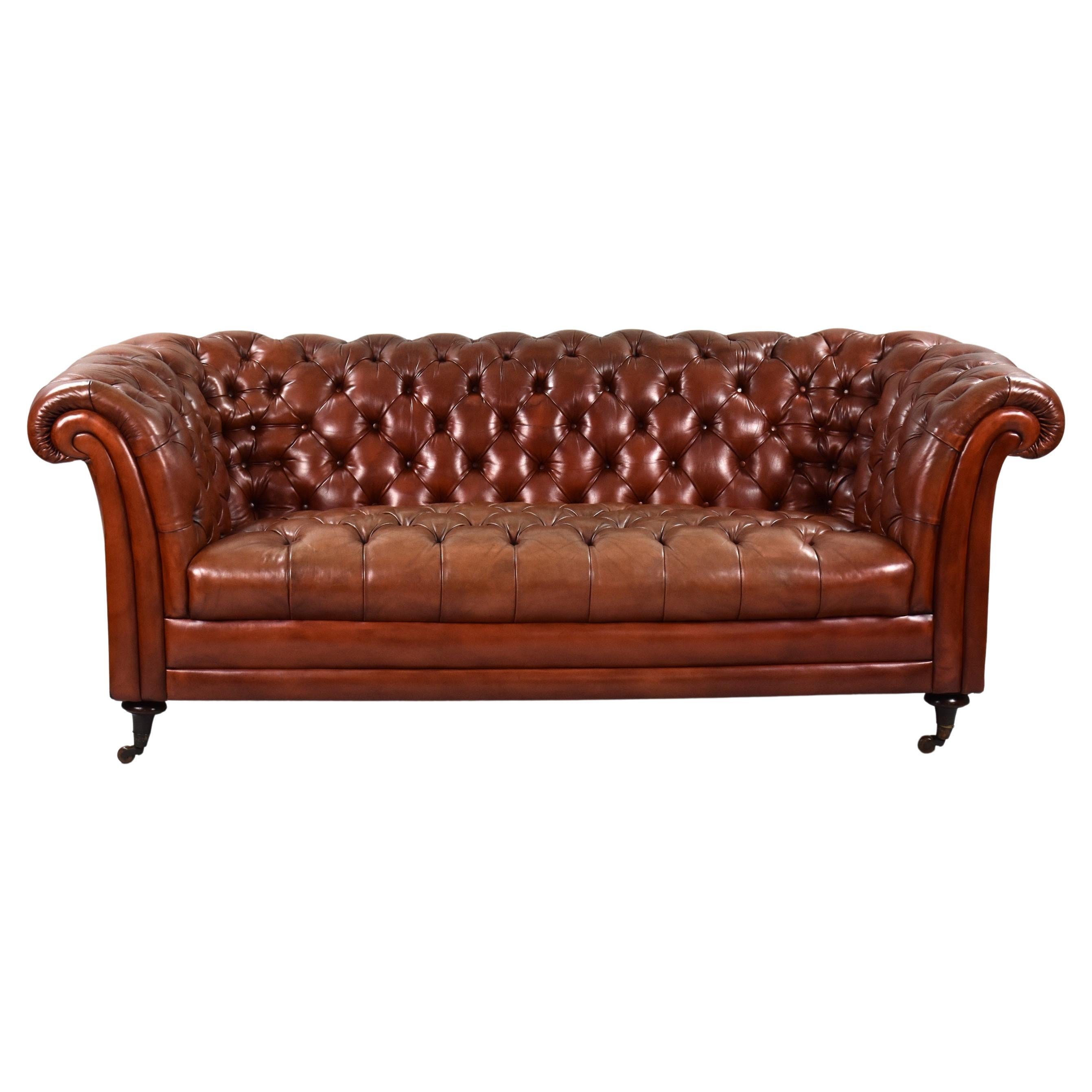 Victorian Style Leather Chesterfield Sofa