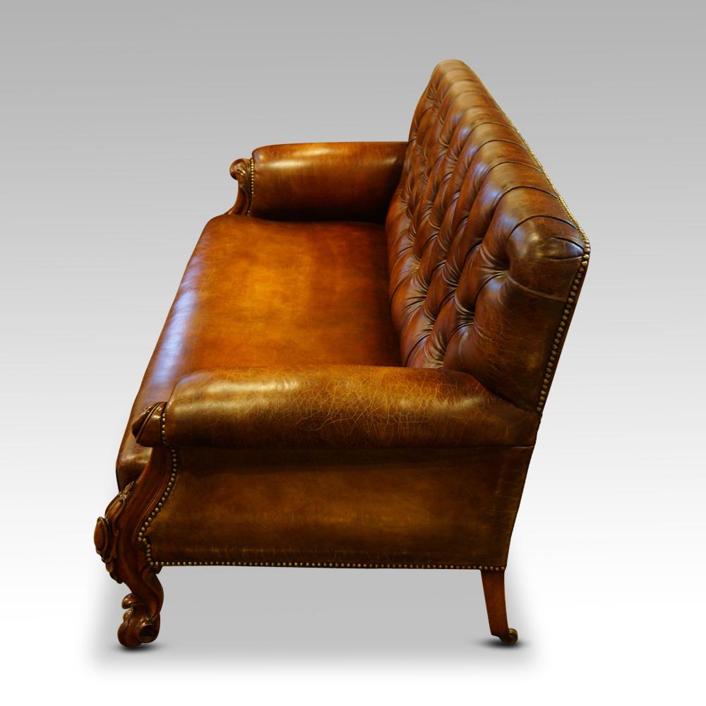 English Victorian Leather Club Sofa