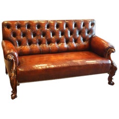 Antique Victorian Leather Club Sofa