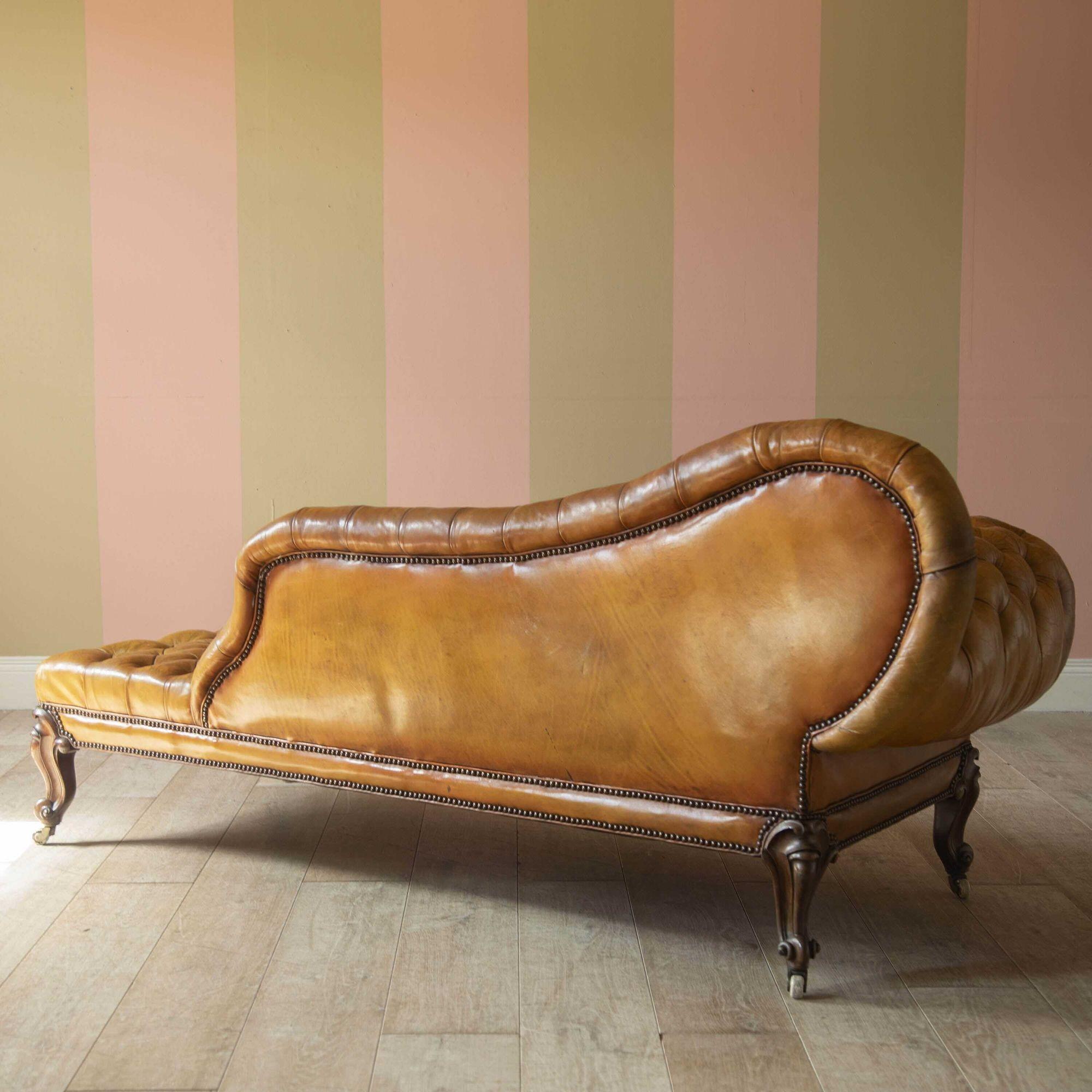 English Victorian Leather Daybed