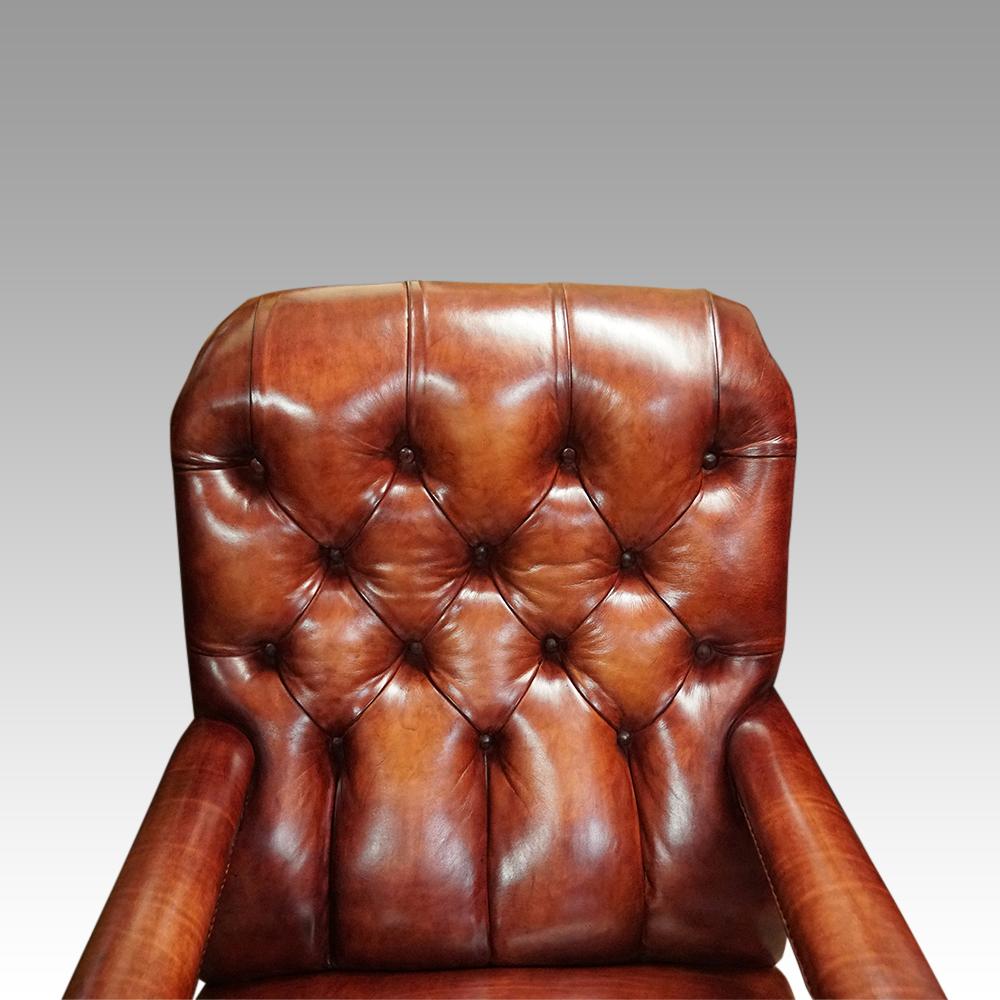 Late 19th Century Victorian leather easy library chair For Sale