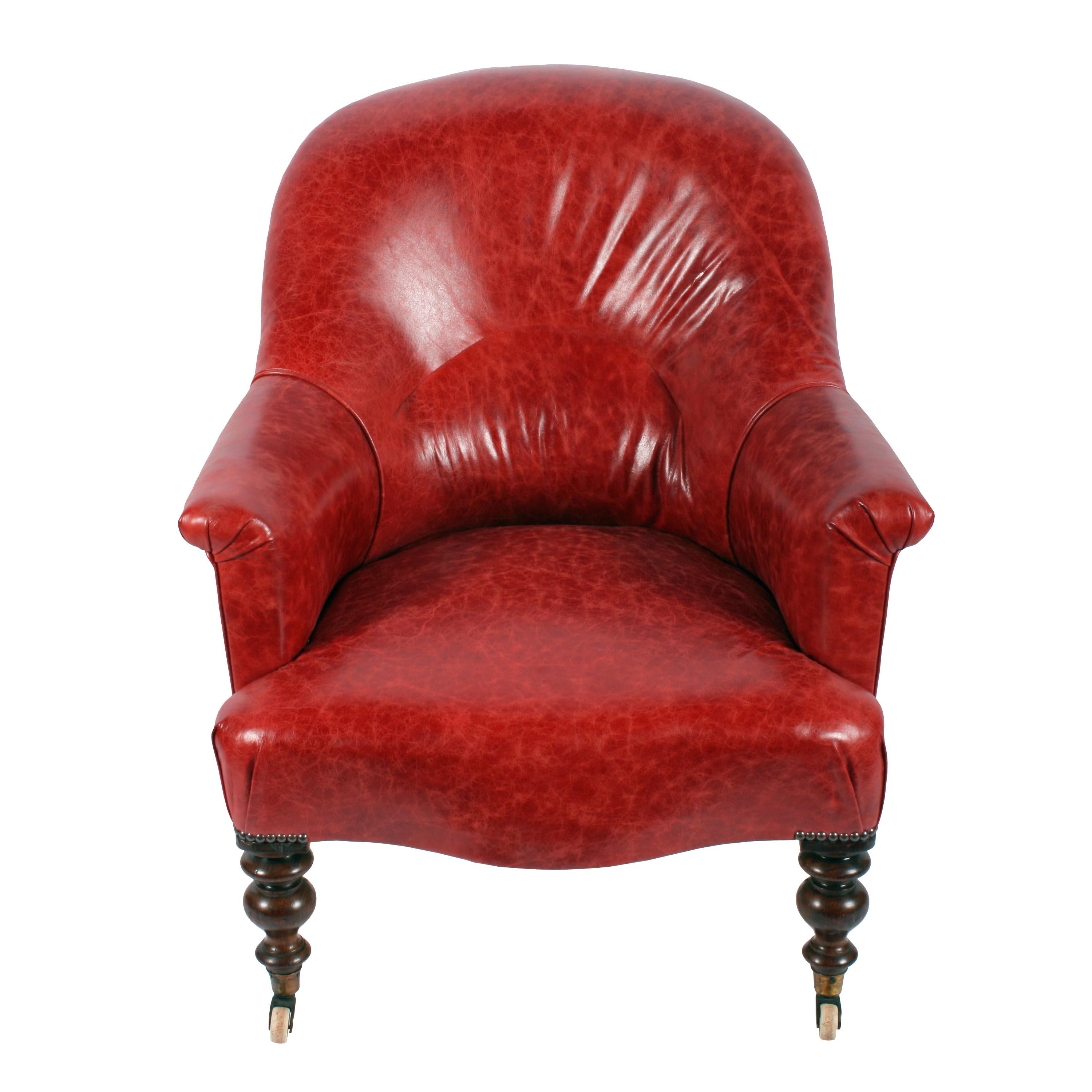 British Victorian Leather Library Armchair