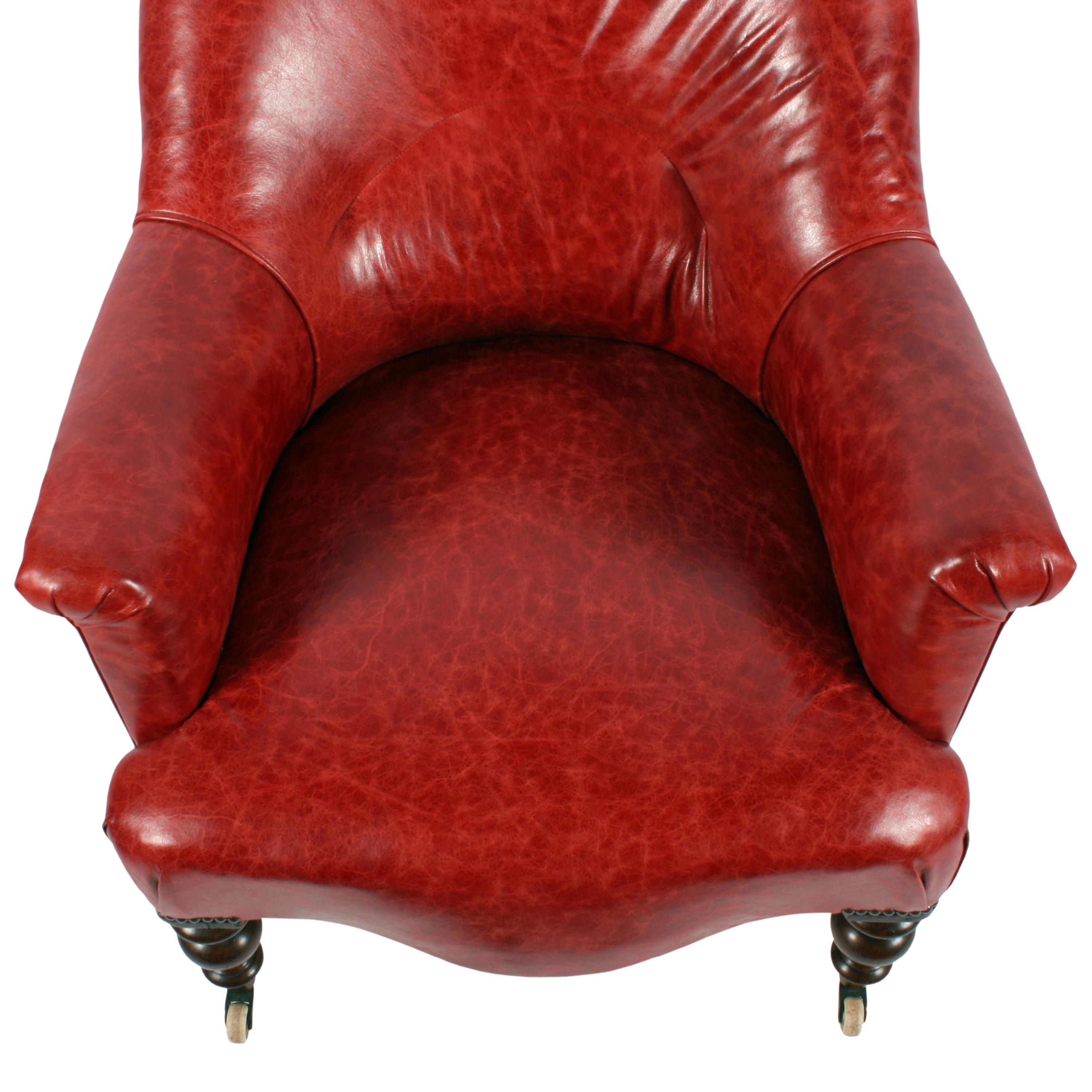 Rosewood Victorian Leather Library Armchair