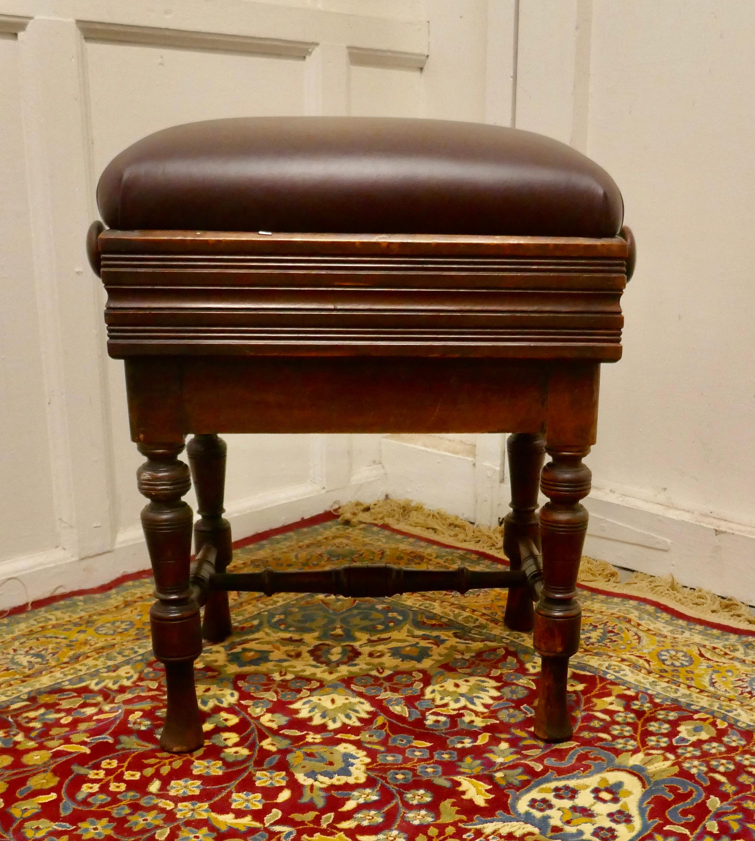 antique adjustable piano stool