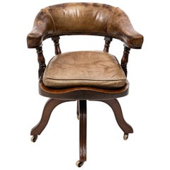 Victorian Leather Upholstered Swivel Desk Chair