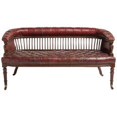 Victorian Leather & Walnut Sofa, England, circa 1900