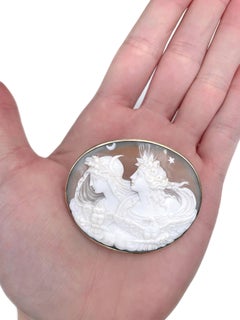Victorian Left Facing Greek Goddesses Eos And Nyx Shell Cameo Pin Brooch