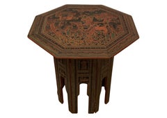 Victorian Liberty of London Style Eastern Folding Tea Table With Paintings 1890s