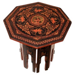 Victorian Liberty of London Style Eastern Folding Tea Table With Paintings 1890s