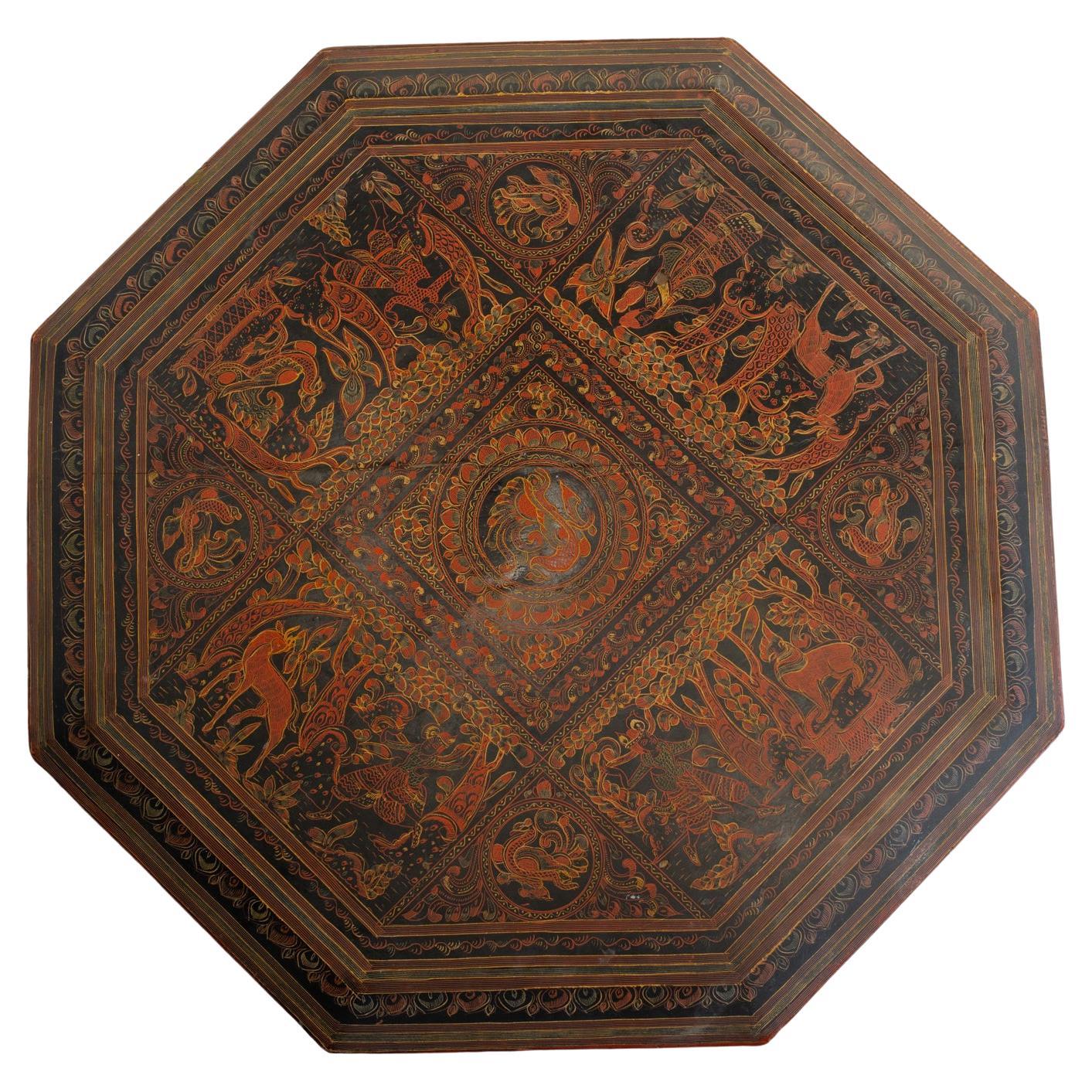 Table à thé pliante de style oriental victorien Liberty of London avec peintures 1890s Bon état - En vente à Reading, Berkshire