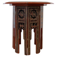 Viktorianischer Liberty of London Style Eastern Folding Tea Table mit Gemälden 1890s