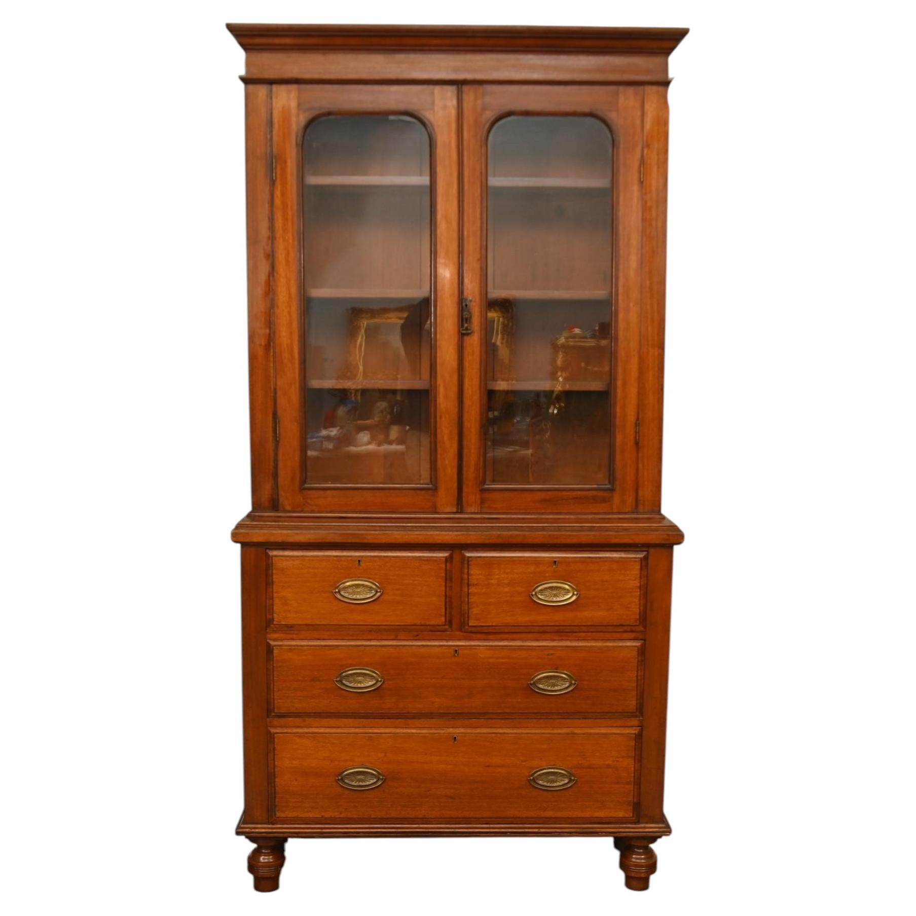 Victorian Libraray Bookcase Cabinet Chest Mahogany 1850 For Sale