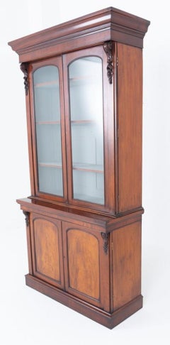 Victorian Library Bookcase Mahogany Glazed Cabinet 1860
