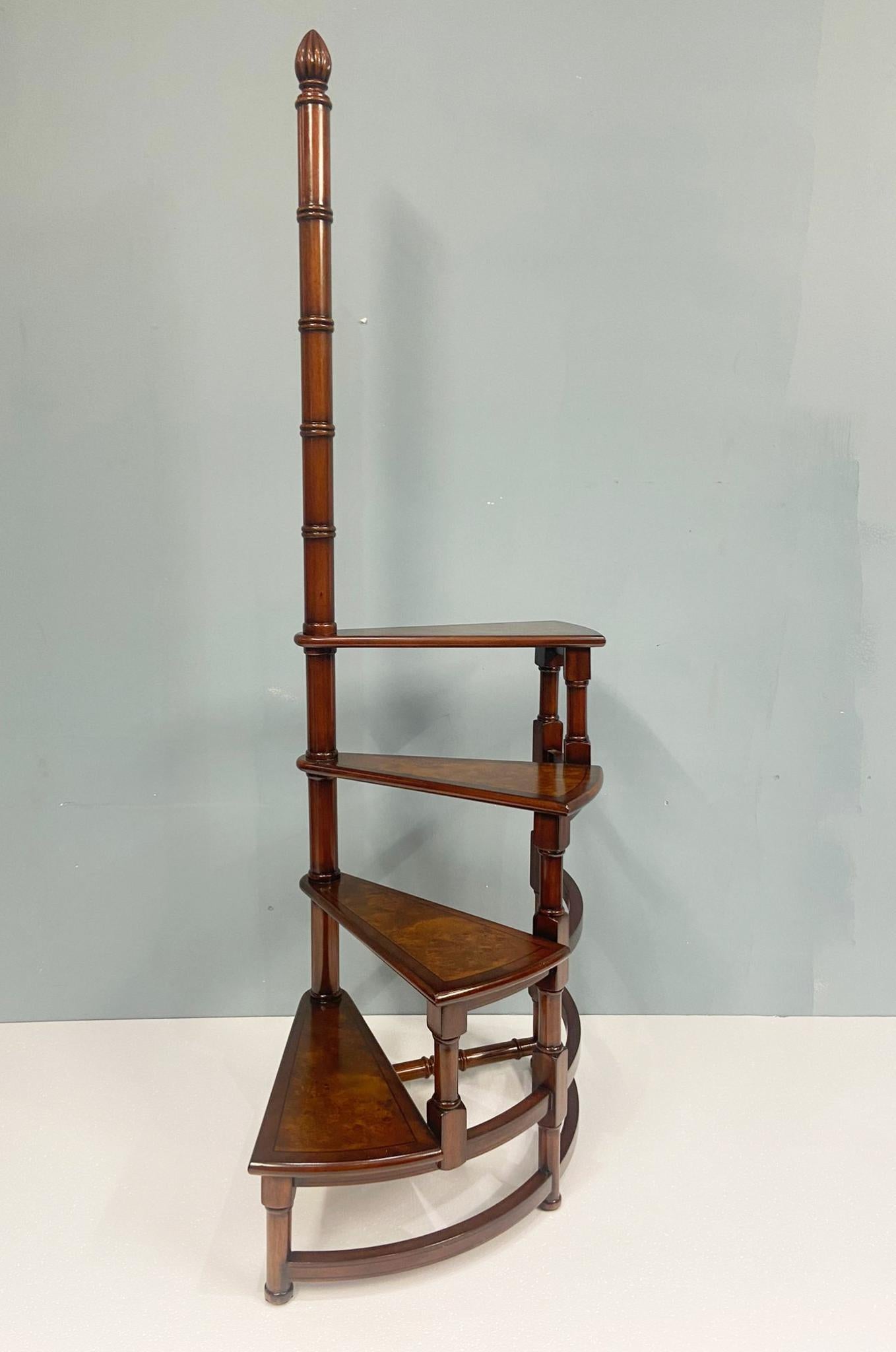 Late 20th Century Victorian Library Ladder Step Ladders Walnut Stair For Sale