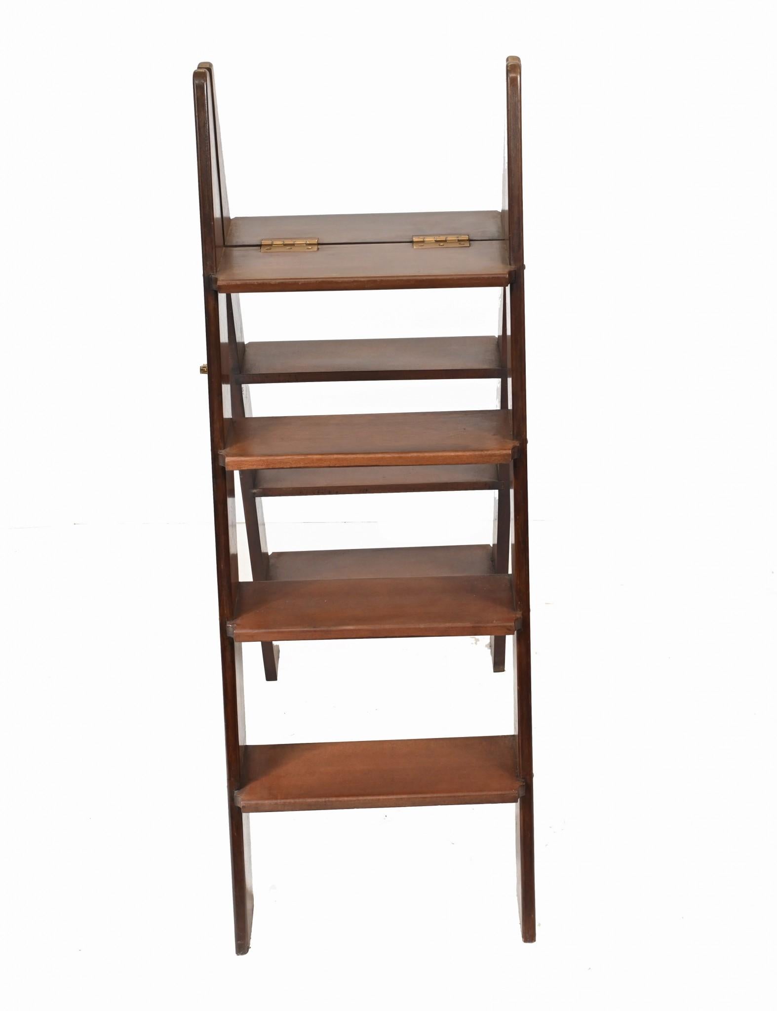 Victorian Library Steps Mahogany Step Ladder 2