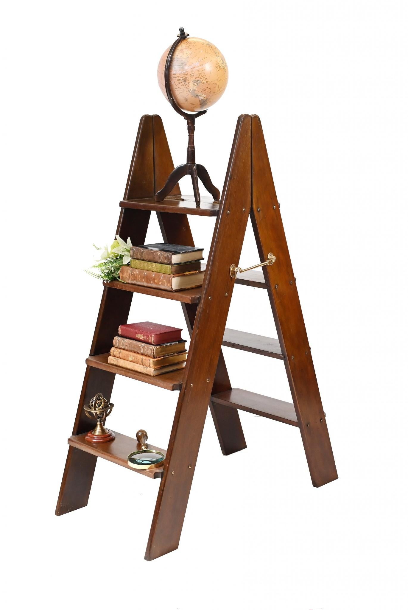 Victorian Library Steps Mahogany Step Ladder 5