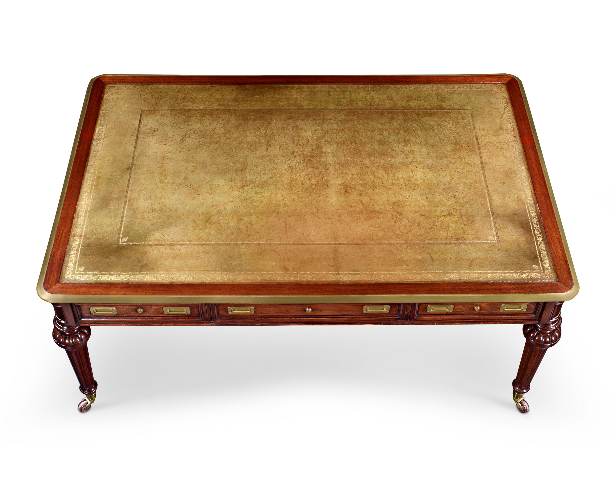 English Victorian Library Table by Holland & Sons For Sale