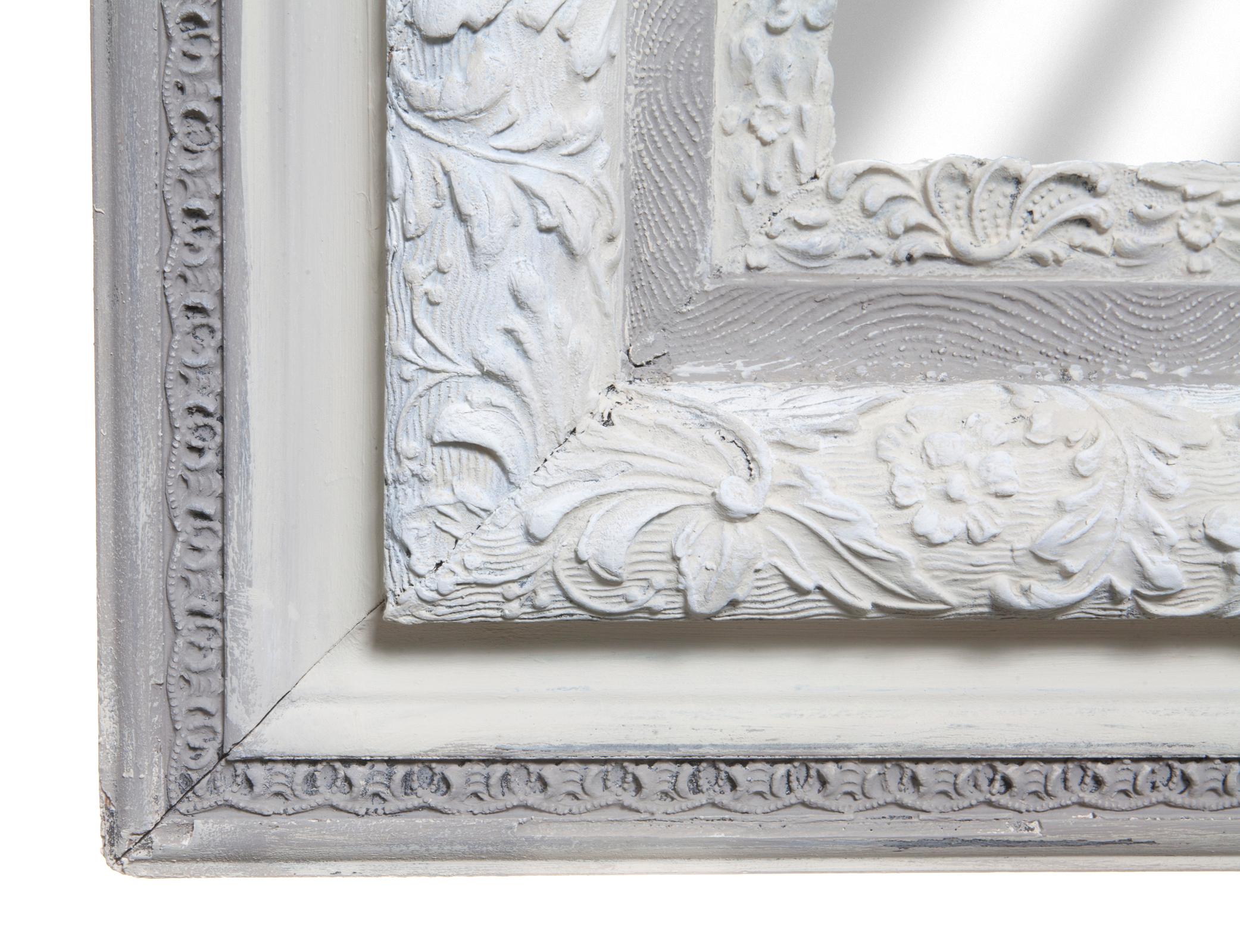 Gesso Victorian Limed / Painted Mirror For Sale