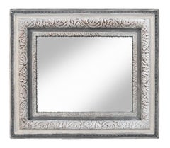 Victorian Hand-Painted Mirror, Limed Gesso & Pine, 19th Century