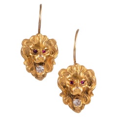 Victorian Lion Head Earrings