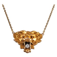 Victorian Lion Motif Necklace with Diamonds