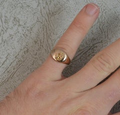 Victorian Lion Passant Intaglio 9 Carat Rose Gold Signet Intaglio Ring