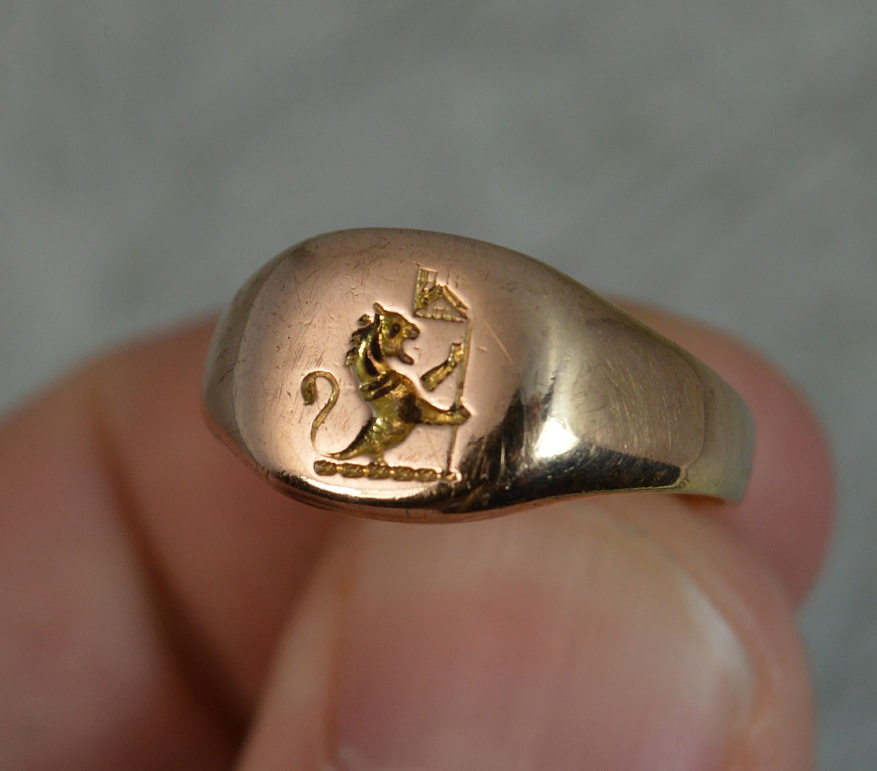 Women's Victorian Lion Passant Intaglio 9 Carat Rose Gold Signet Intaglio Ring