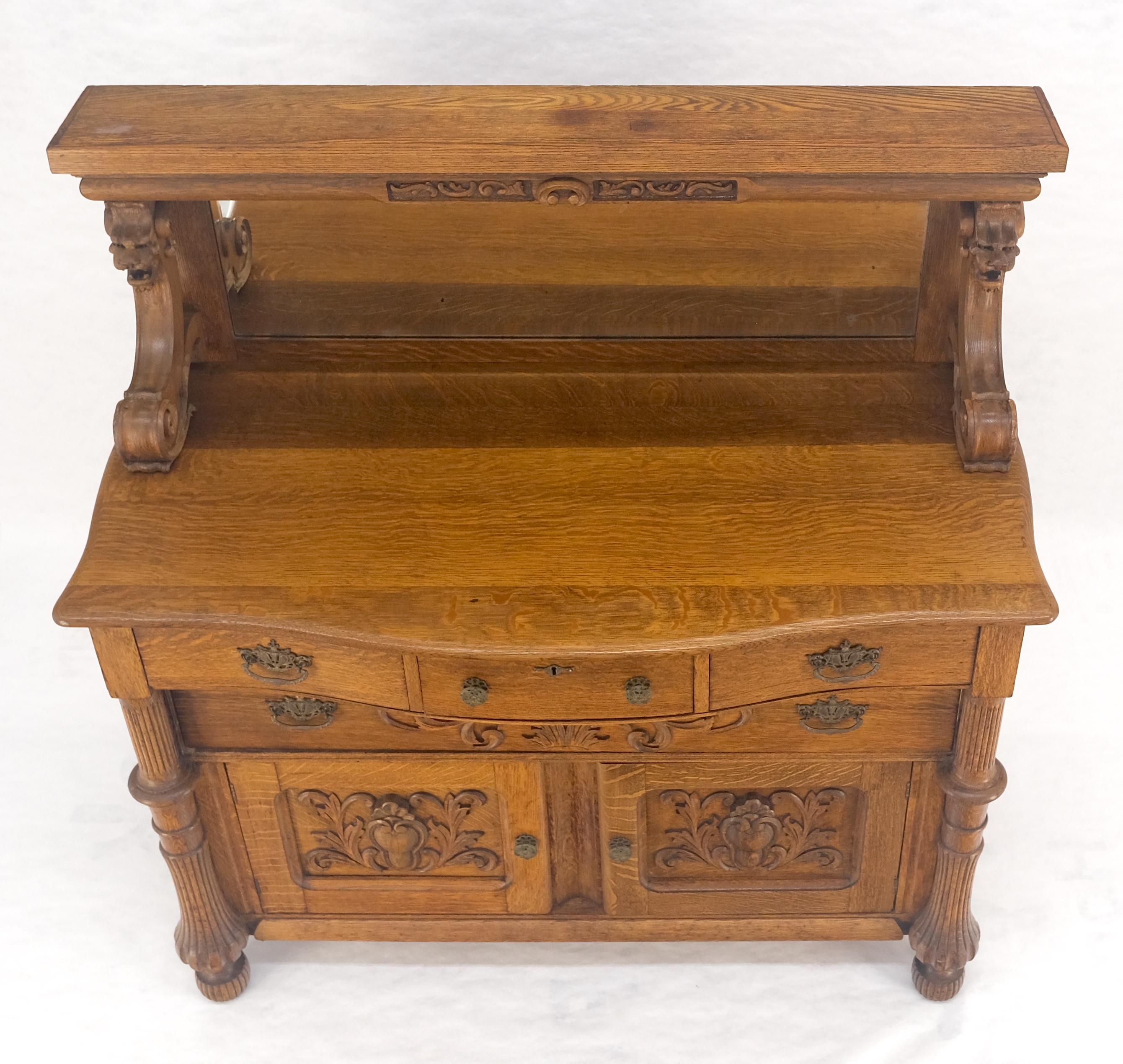 Victorian Lions Heads Mirrored Backsplash Fine Carved Oak Sideboard MINT! For Sale 5