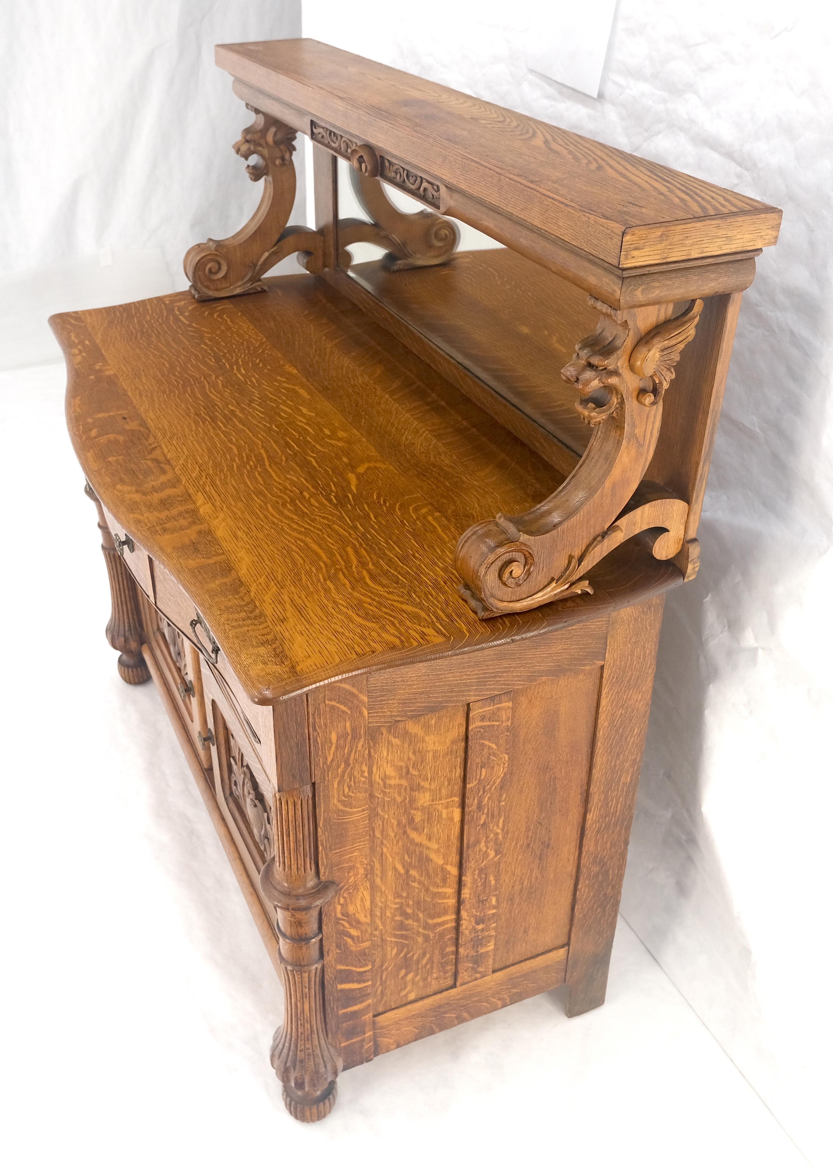 Victorian Lions Heads Mirrored Backsplash Fine Carved Oak Sideboard MINT! For Sale 8