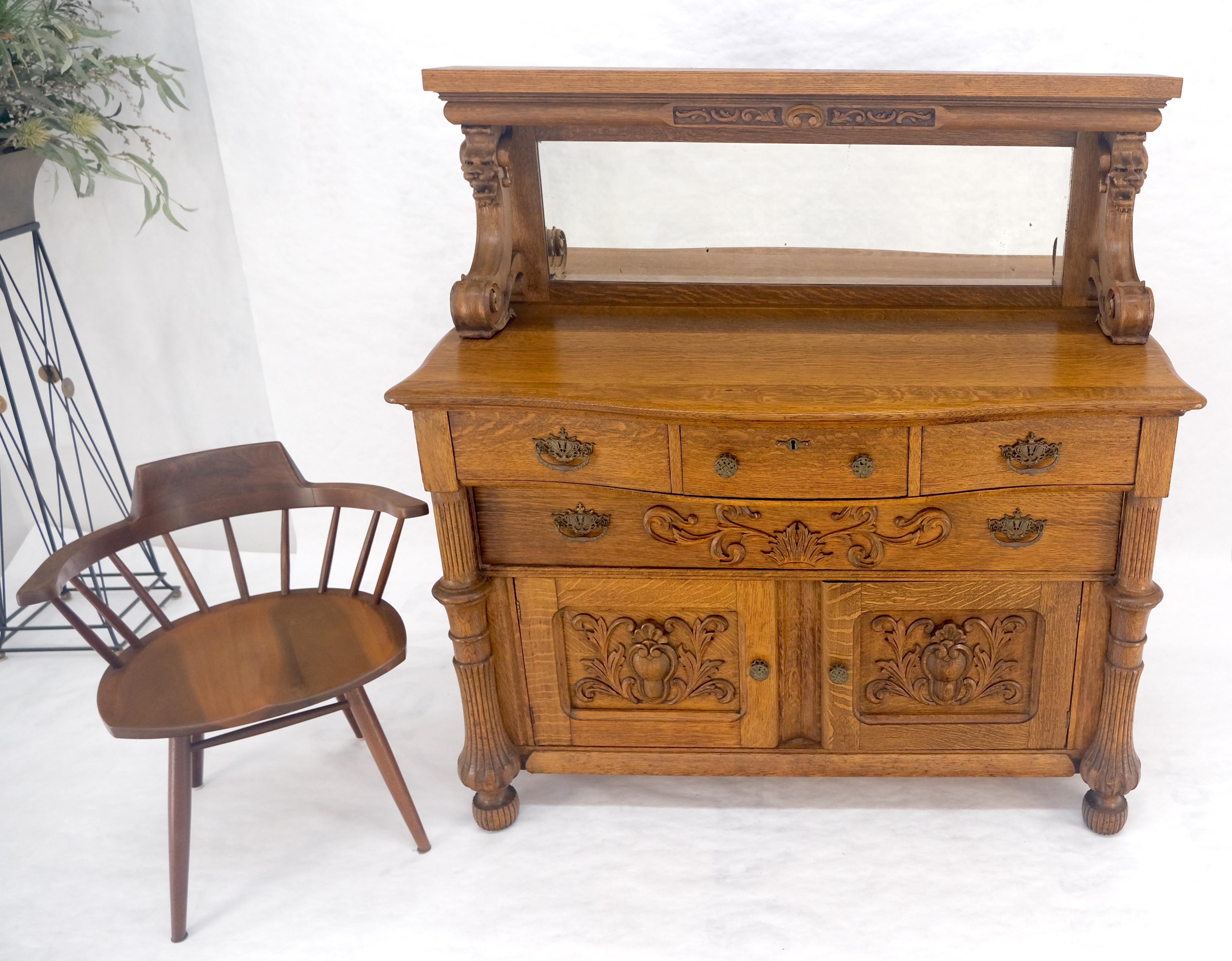 Victorian Lions Heads Mirrored Backsplash Fine Carved Oak Sideboard MINT! For Sale 10