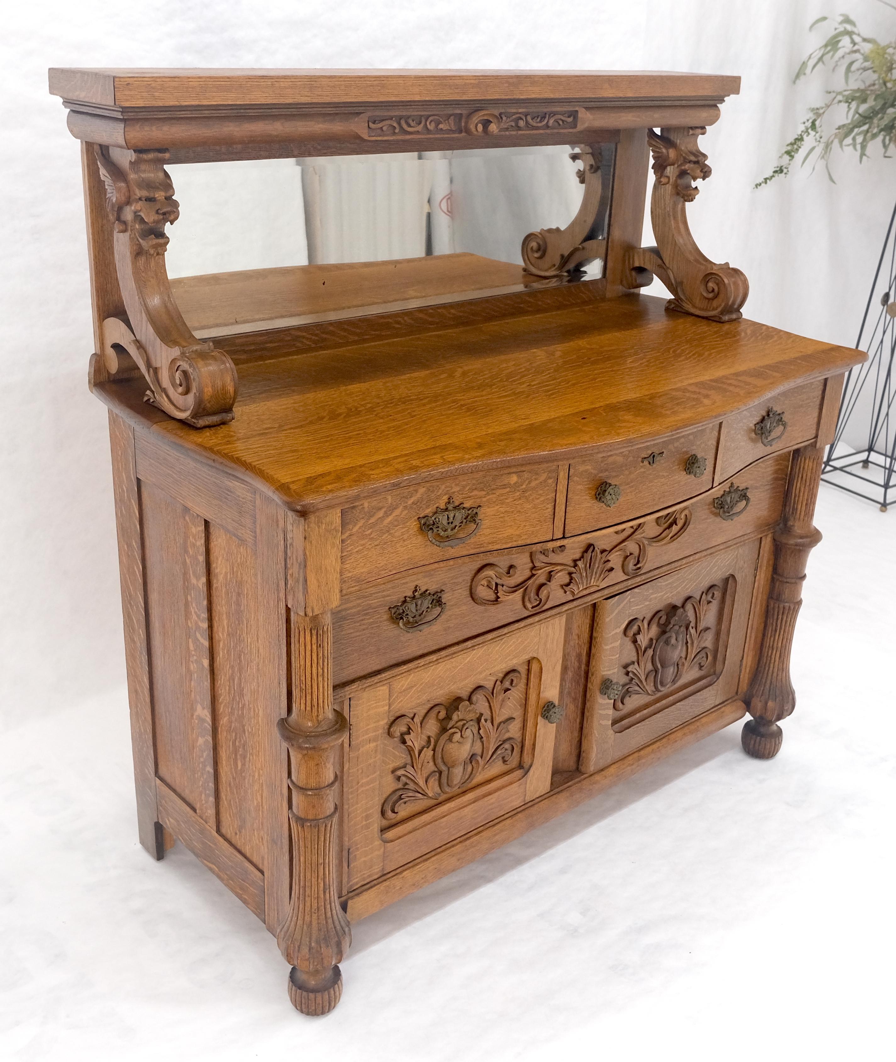Victorian Lions Heads Mirrored Backsplash Fine Carved Oak Sideboard MINT! For Sale 12