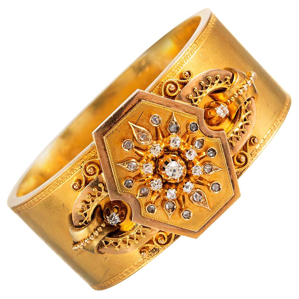 Victorian Locket Bangle with Diamonds