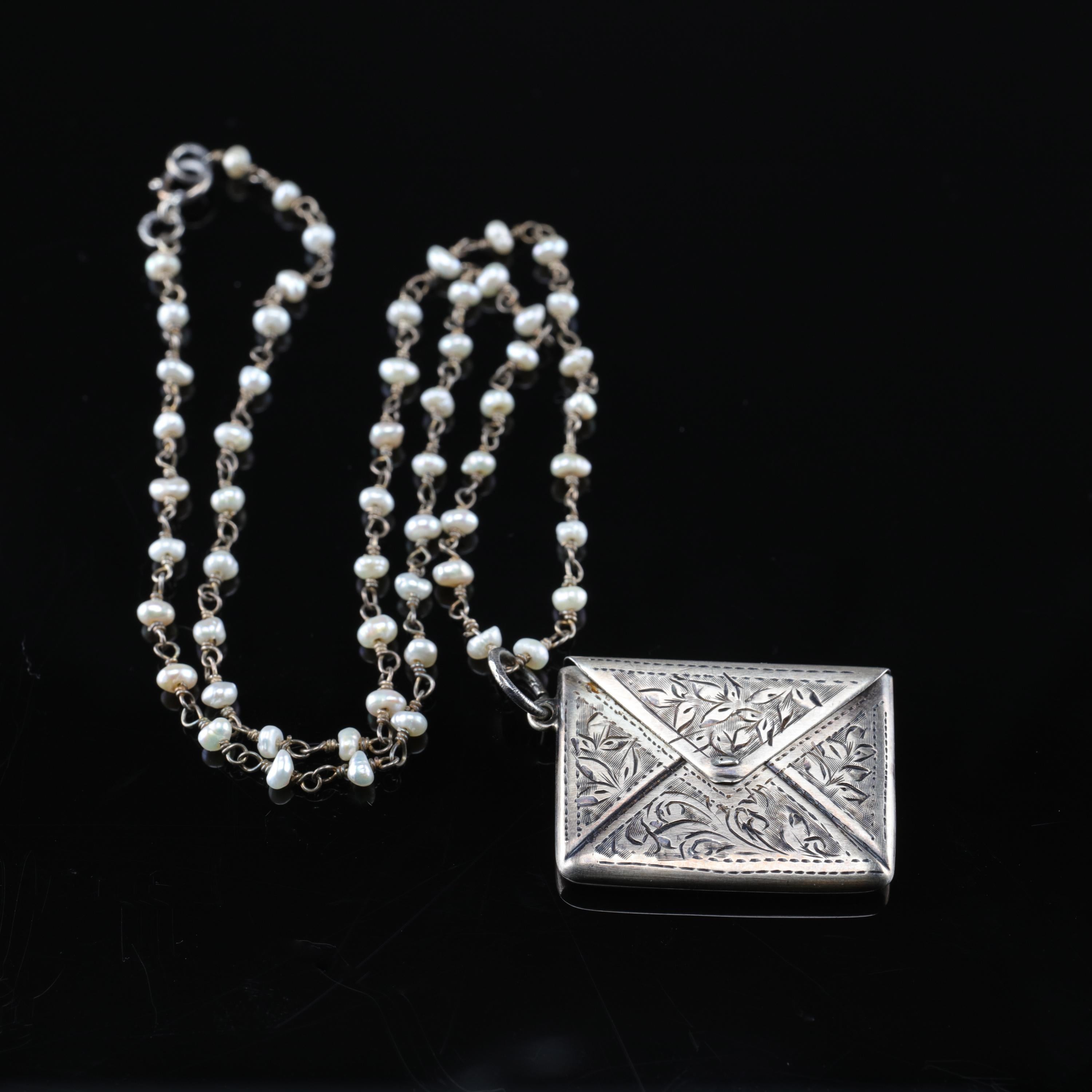 silver envelope necklace