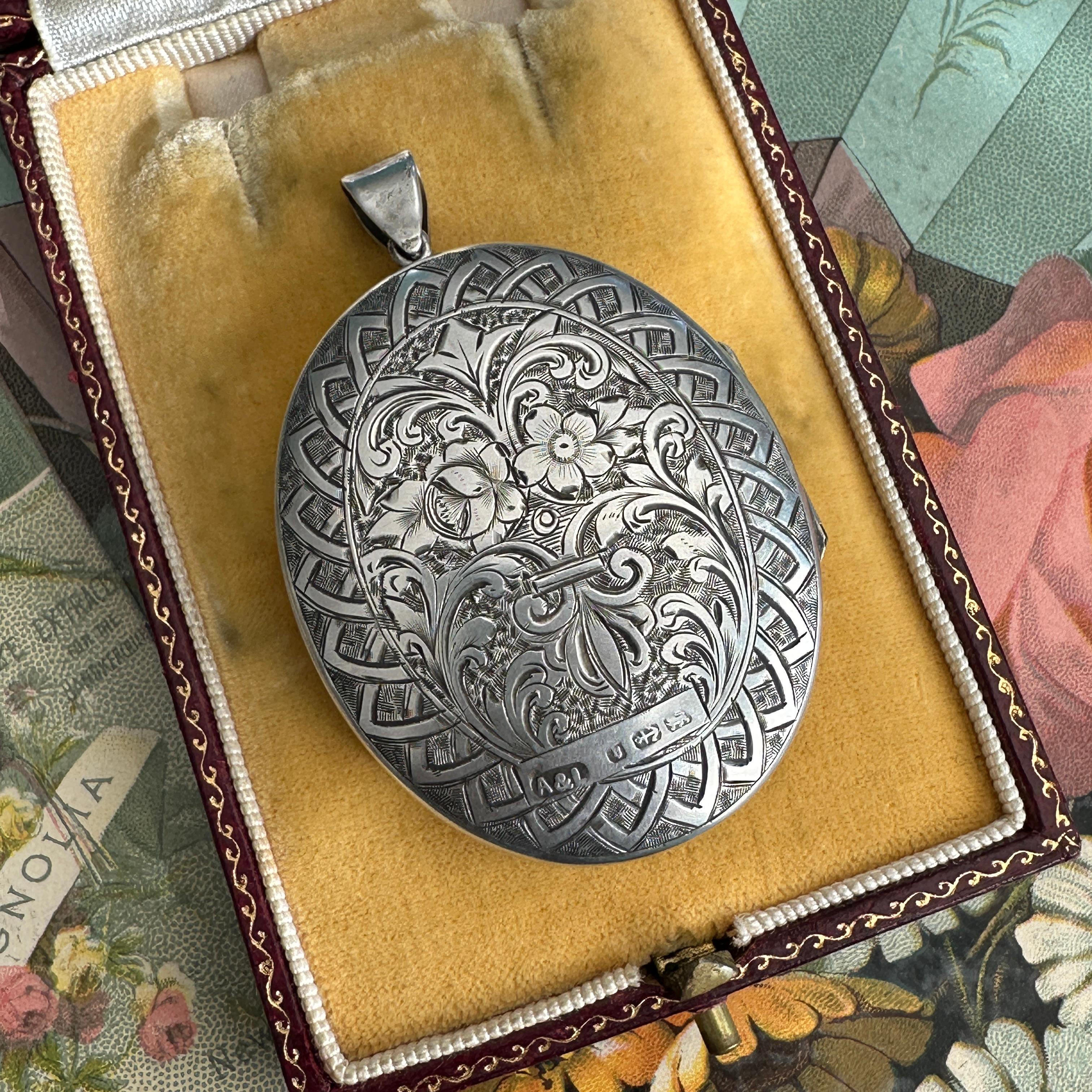 Victorian Locket Silver & Gold Botanical Aesthetic Period 6
