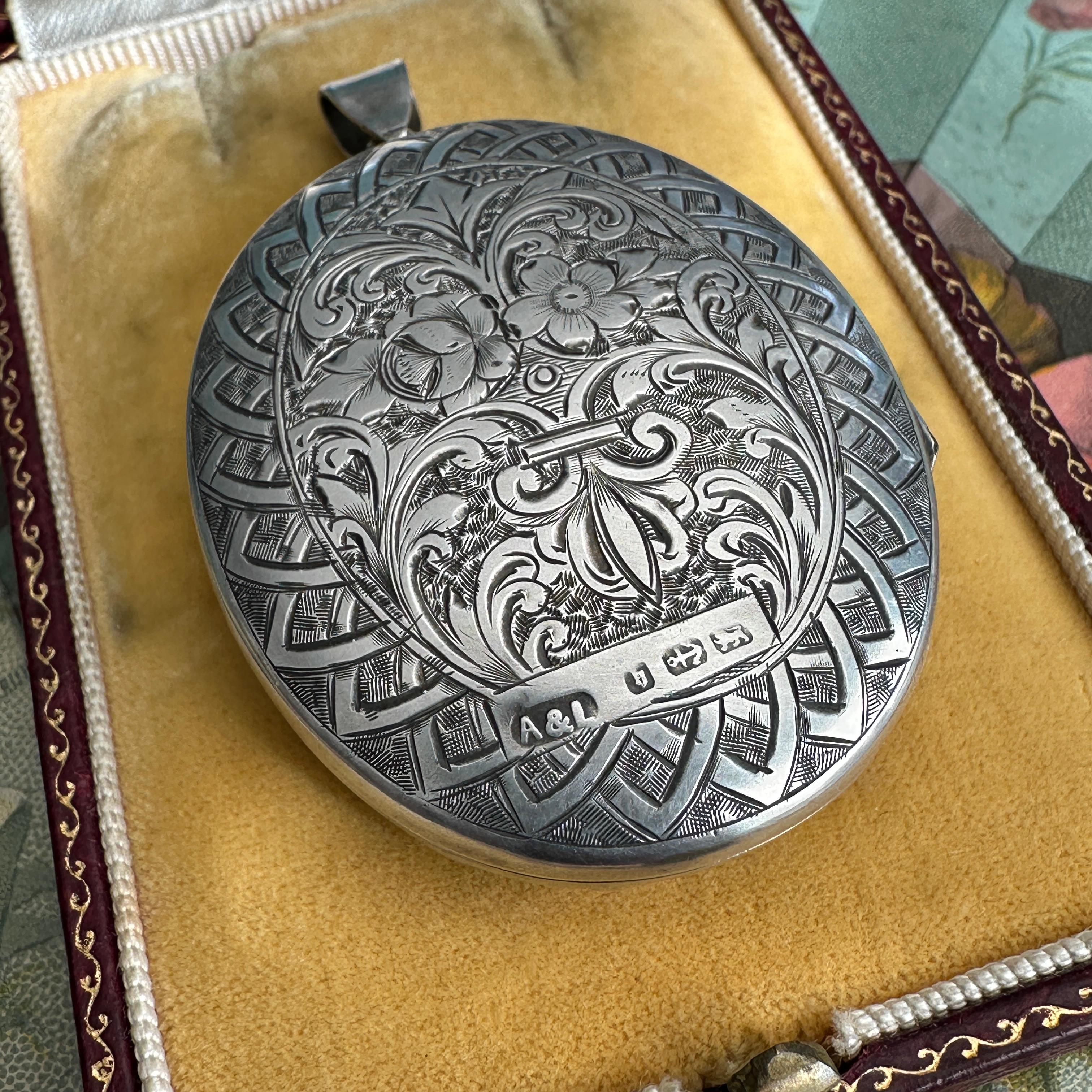 Victorian Locket Silver & Gold Botanical Aesthetic Period 7