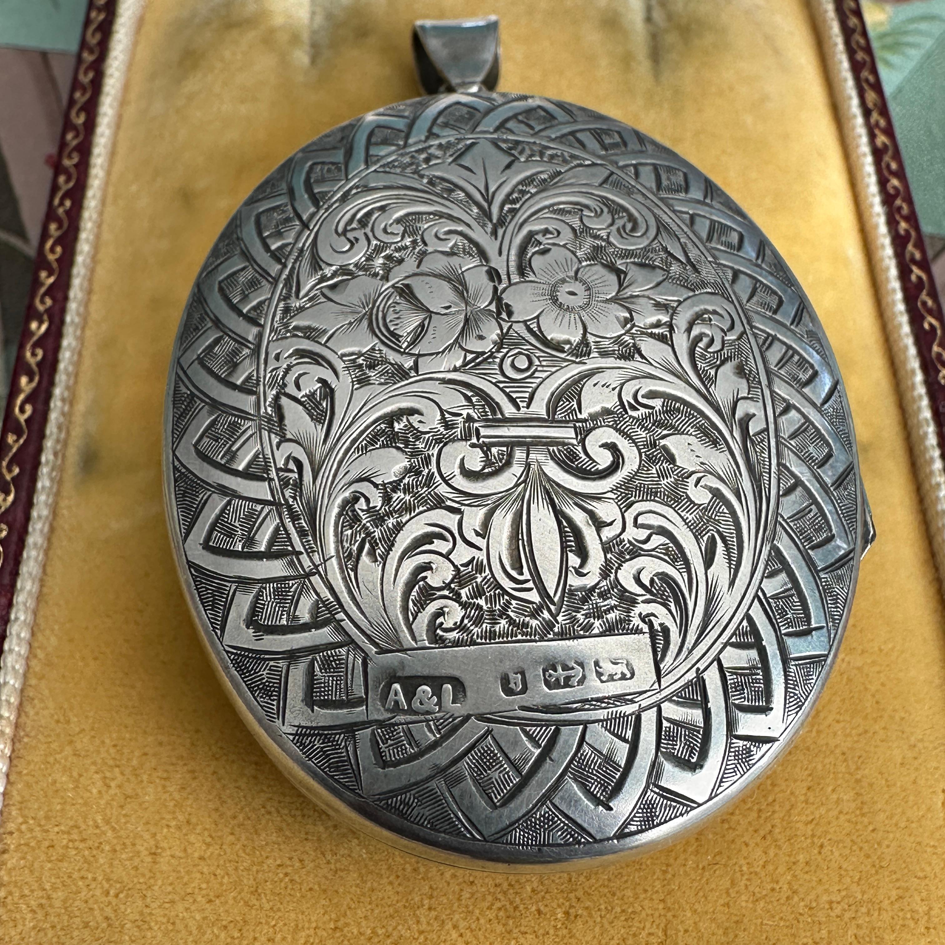 Victorian Locket Silver & Gold Botanical Aesthetic Period 12