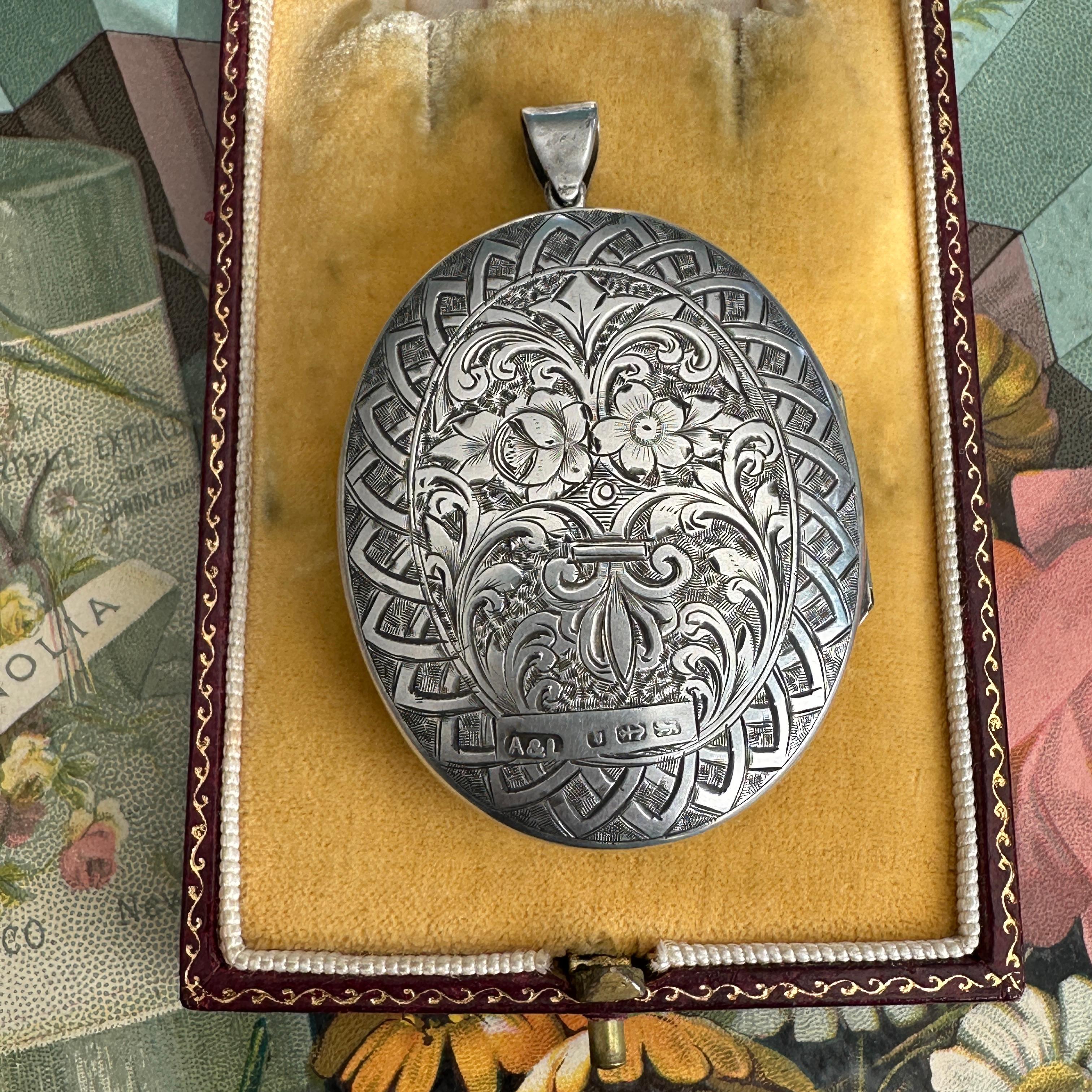 Victorian Locket Silver & Gold Botanical Aesthetic Period 13
