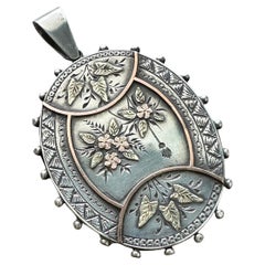 Victorian Locket Silver & Gold Floral Aesthetic Period
