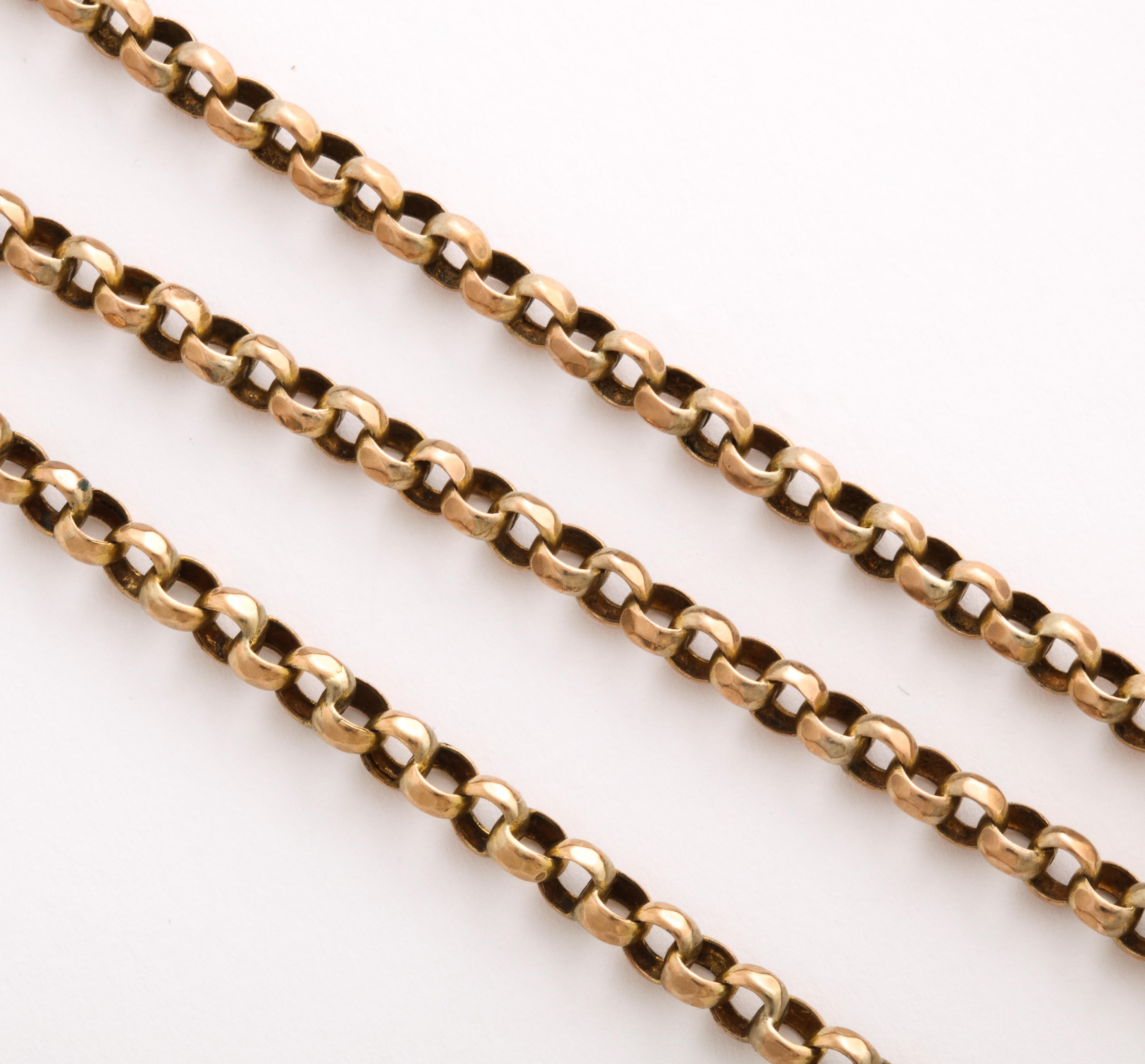 Victorian Long 15 Kt Gold Long Chain In Excellent Condition For Sale In Stamford, CT