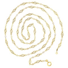 Victorian Long Guard Chain 18ct Yellow Gold Necklace circa 1890