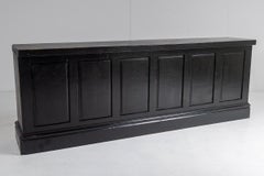 Victorian Long Low Panelled Ebonised Book Shelf Unit  Hall Shoe Storage Unit