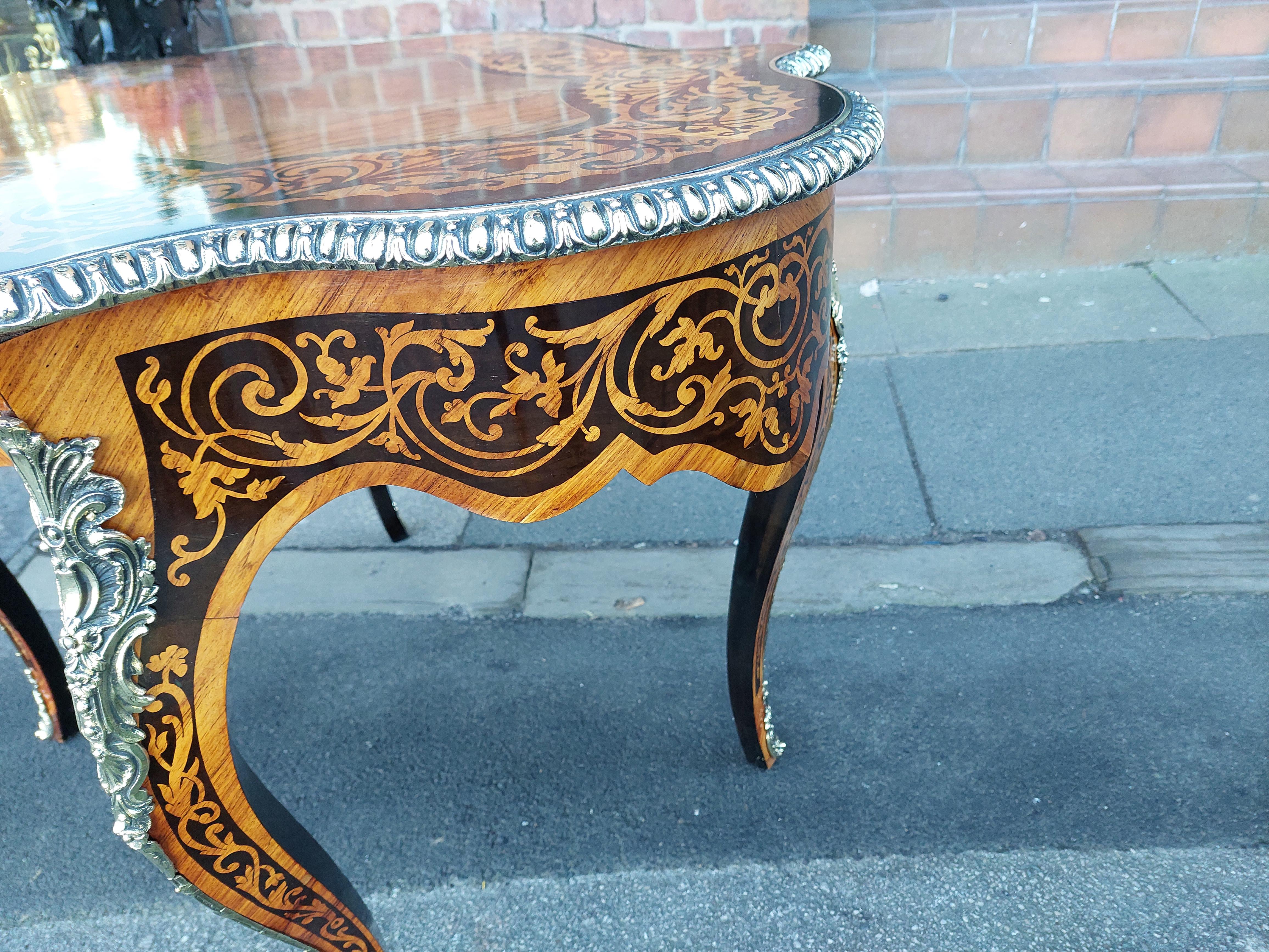 Ormolu Victorian Louis XVI Style Serpentine Centre Table For Sale