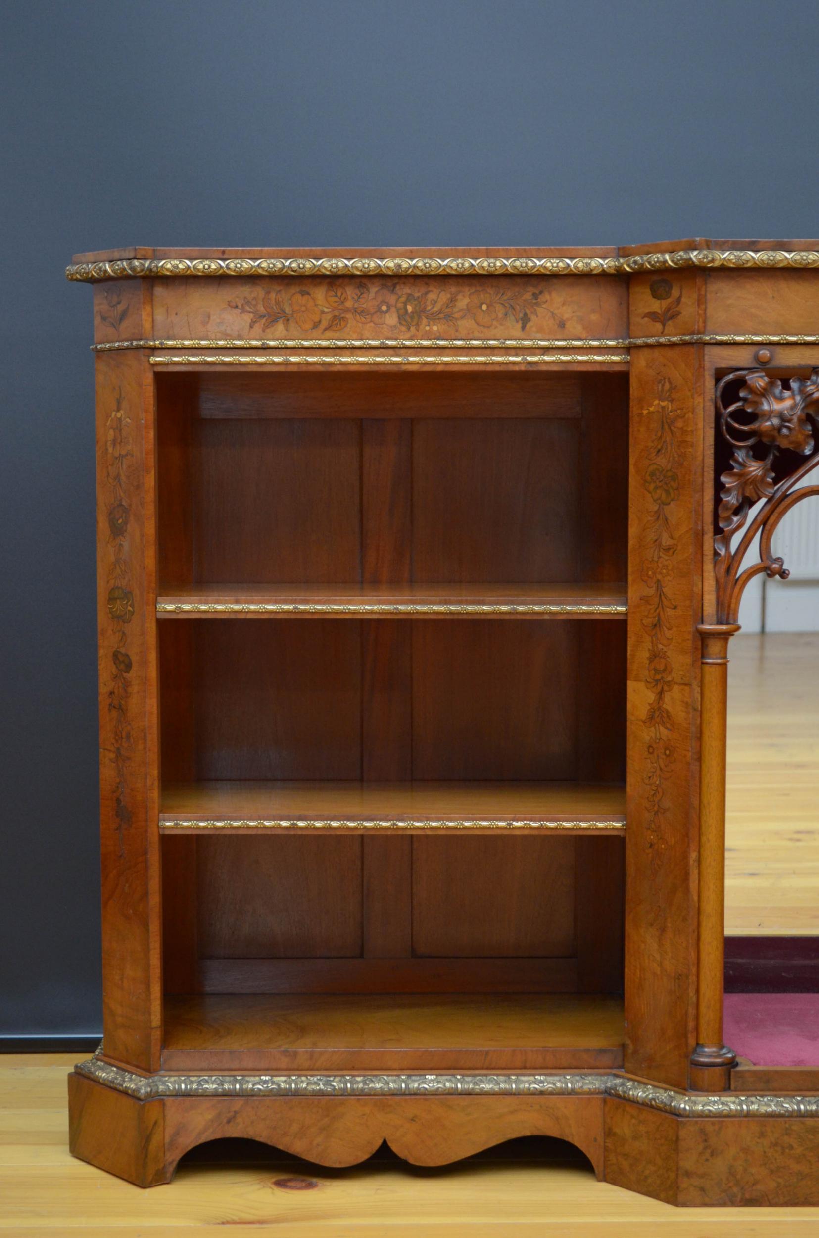 19th Century Victorian Low Bookcase in Walnut