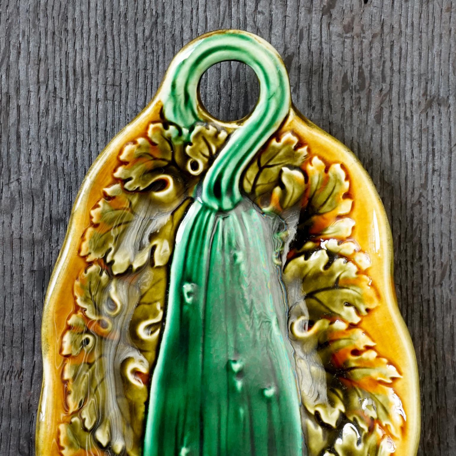 German Victorian Ludwig Wessel Majolica Cucumber Dish For Sale
