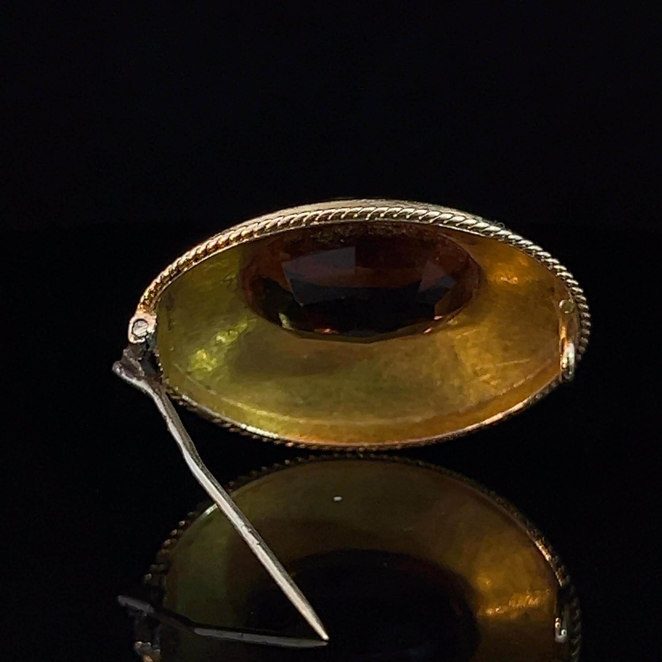 Women's or Men's Victorian Madeira Citrine Brooch Circa 1880s For Sale