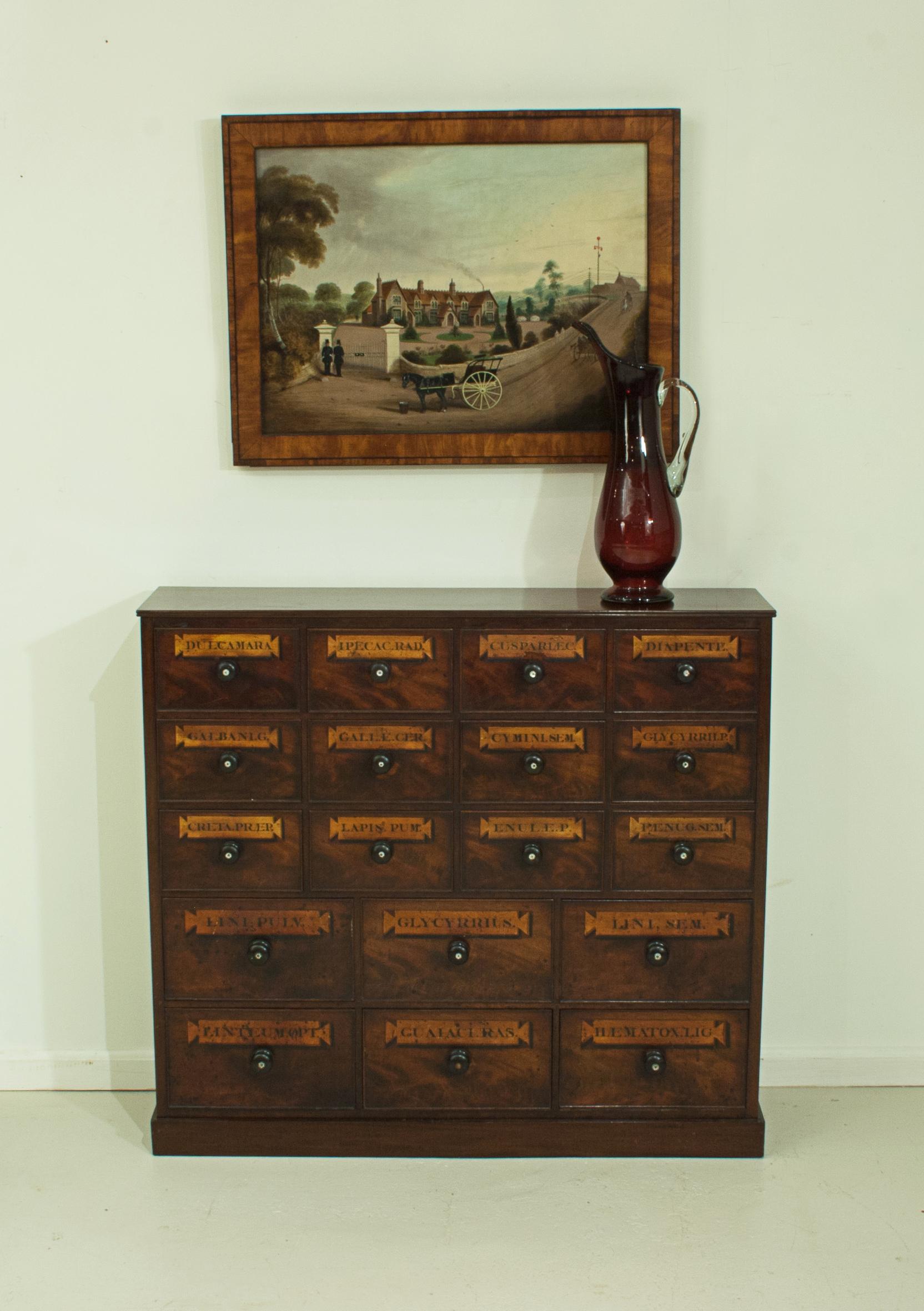 Victorian Mahogany 18-Drawer Chemist Apothecary Chest In Good Condition In Oxfordshire, GB
