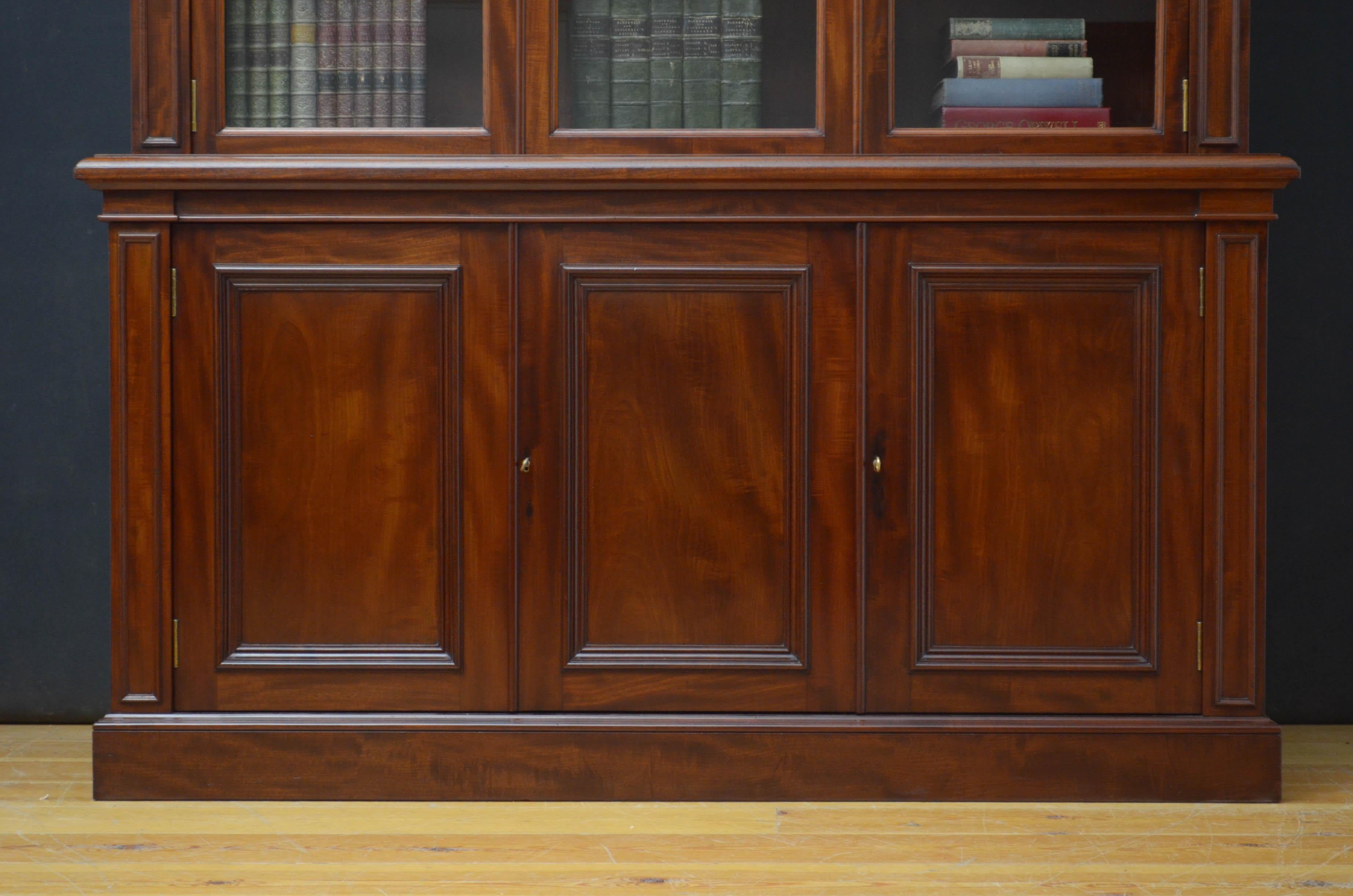 Victorian Mahogany 3-Door Bookcase by John Taylor and Son, Edinburgh 1